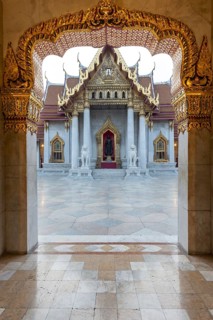 Marble temple, made of Carrara marble, Wat Benchamabopit, back of the Ubosot, temple in the Dusit
