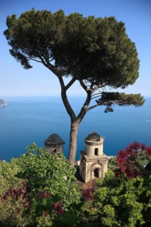 View from Villa Rufolo of the Gulf of Salerno and the towers of the Church of Chiese dell