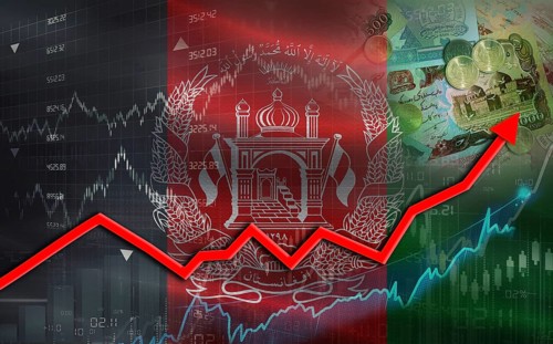 Afghan economic growth on financial graph. Afghanistan financial growth on market graph