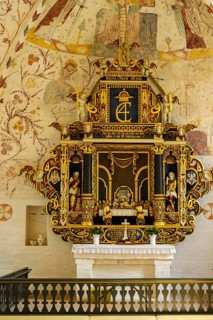 Church altar depicting the institution of the Lord's Supper, Elmelunde Kirke, Elmelunde Church and