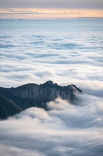 High fog in the valley, view from Säntis, Appenzell Ausserrhoden, Appenzell Alps, Switzerland