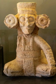 K'inich Ajaw sun diety stone figure, from Chunhuhub, late Classic period, Mayan archaeological
