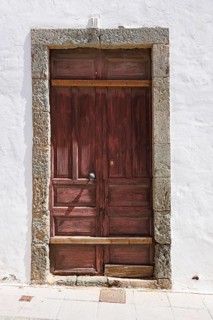Old wooden door in the historic centre of Agüimes, Gran Canaria, Canary Islands, Spain
