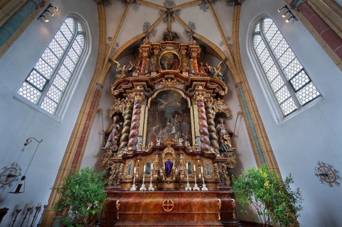 Baroque high altar, around 1676, church of the Assumption of Mary, late Gothic hall church, Erlach