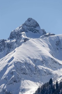 Mountain panorama to the Trettachspitze, 2595m, in winter, Allgäu Alps, Allgäu, Bavaria, Germany