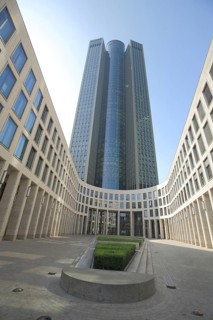 Tower 185 200m, view upwards, perspective, tower, high-rise, Bockenheim, Main, Frankfurt, Hesse,
