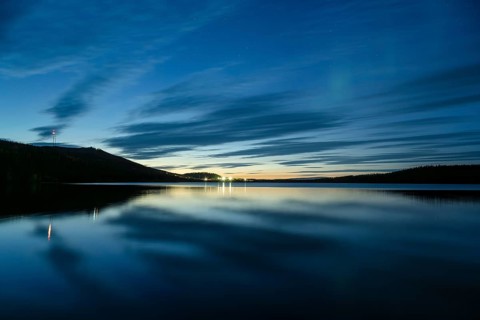 Evening at a forest lake, Gällivare, Norrbotten, Lapland, Sweden, September 2023