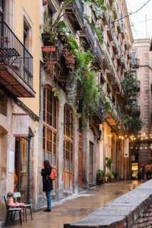 Street in the historic centre of Barcelona, Spain