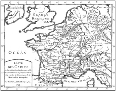Map of Gaul, 5th century, foundations of the Françoise monarchy