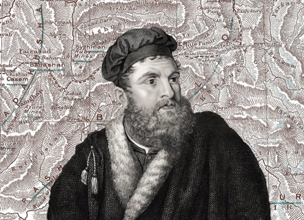 Marco Polo, c.?1254 –1324, an Italian merchant, explorer and writer, map of his travels, digital