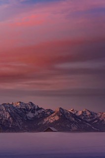 Winter landscape in the Allgäu near Halblech at sunrise