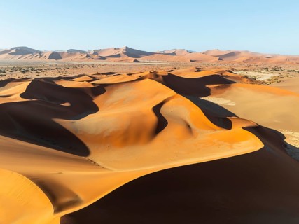 Aerial view, Dramatic sand dunes in the Namib Desert, Namib Naukluft Park, Namibia