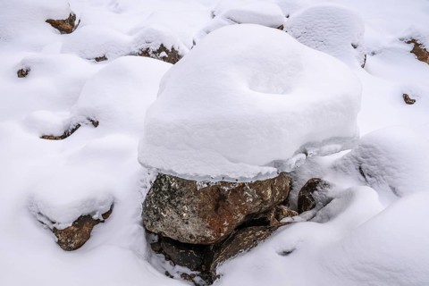 Snowy rocks, Lapland, Finland, January 2025