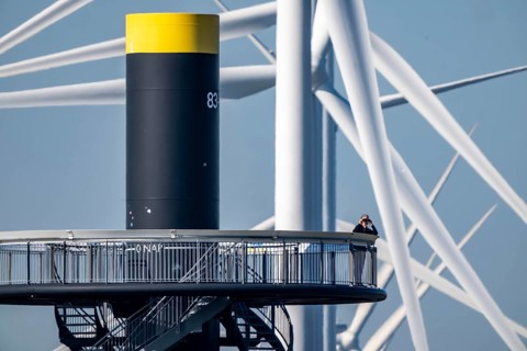 Viewing platform at Landtong Rozenburg wind farm, Noordzeeweg, Paal 83 watchtower 22 meters high,