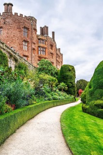 Autumn colors over Powis Castle and Garden, Welshpool, Powys, Wales, UK