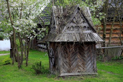 Traditional wooden houses in the village of Chocholow, Podhale-style wooden architecture, listed by