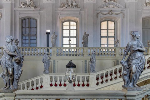 Interior design and exhibition rooms in the Würzburg Residence, imposing 18th century palace with