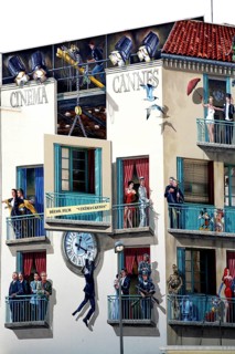 Colourful wall art, building front, film festival, Cannes, Gôte d ' Azur, France