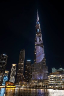 Burj Khalifa tallest building in the world at night, Dubai, United Arab Emirates