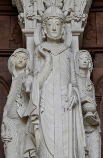 Famous tympanum of Saint-Lazare Cathedral, detail, Autun, Département Saône-et-Loire, Region