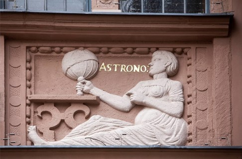 Astrono, astronomy, figure at the Town Hall of Lemgo, North Rhine-Westphalia, Germany
