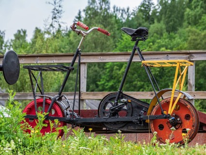 Industrial museum of Svartvik, Svartviks industriminnen, outdoor area, historic draisine, Svartvik,