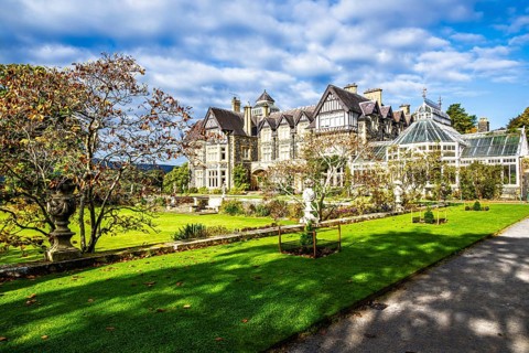 The color of autumn in Bodnant House and Garden, Conwy River, Colwyn Bay, Conwy, Wales, United