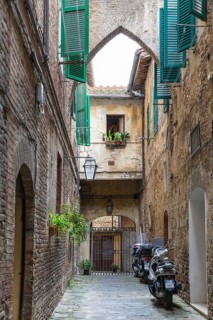 Typical backyard in the historic centre of Siena, Tuscany, Italy