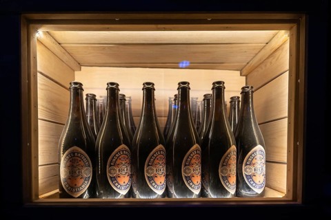 Beer bottles, historic polar research ship Fram by Fridtjof Nansen and Roald Amundsen, Fram Museum,