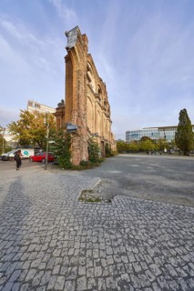 Ruins and remains of the facade of Anhalter Bahnhof, Askanischer Platz, Berlin, capital city,