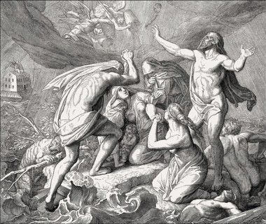 Noah's Ark and the Flood, Old Testament, by Julius Schnorr von Carolsfeld, 1860
