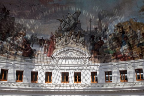 Bourse de Commerce - Pinault Collection, rotunda with dome and fresco Panorama du Commerce from