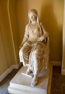 Roman second century 'Colossal figure of seated woman', Bowood House and gardens, Calne, Wiltshire,