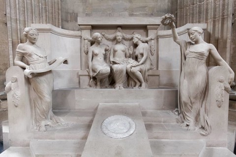 Monument to the 200th birthday of Jean-Jacquers Rousseau, allegorical female figures by sculptor
