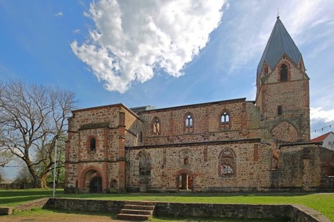 Romanesque funeral church, landmark, church ruin, Treysa, Schwalmstadt, Hesse, Germany