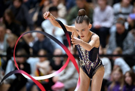 Leksija Kalajdzic GER with handheld band rhythmic gymnastics, RSG Turnen Schmiden International