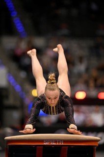 Lisa Vaelen BEL Vault Action Gymnastics, EnBW DTB-Pokal, Porsche-Arena, Stuttgart,