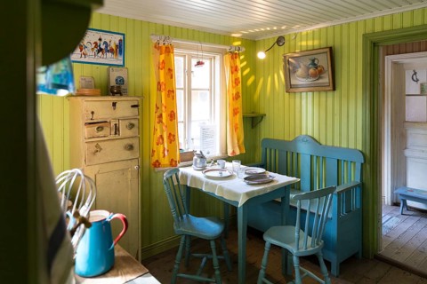 Kitchen in the replica house of Petterson and Findus based on a children's book by Sven Nordqvist,