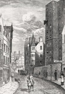 Cockburn Street and the back of the Royal Exchange, Edinburgh, Scotland, 19th century