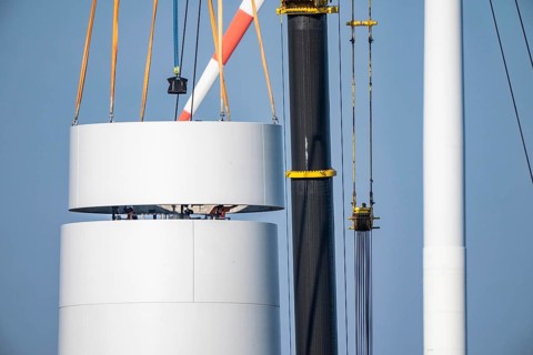 Construction site of the new Bedburg 3 wind farm, on recultivated open-cast mining site, 9 wind