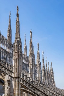 Details of the Milan Cathedral on a sunny day, Milan, Italy