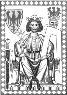 Henry VI or Heinrich VI, Holy Roman Emperor, 1165-1197, portrait from the Codex Manesse, circa