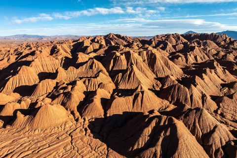 A breathtaking aerial view of the stunning natural formations in Devil's Desert, Salta, Argentina.