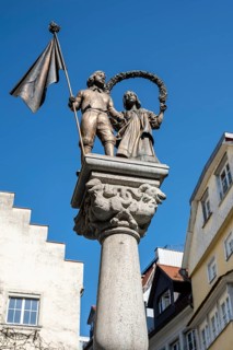 The Children's Festival Fountain, also a children's fountain in the old town of Lindau, Bavaria,