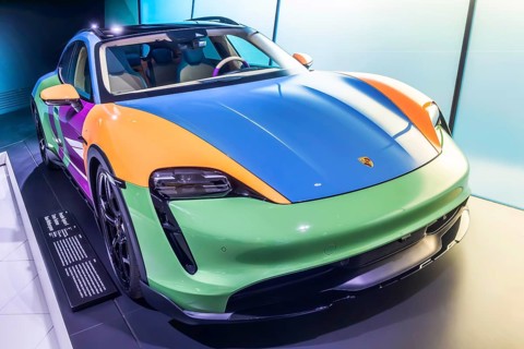Porsche Museum Stuttgart-Zuffenhausen. Porsche Taycan 4 Cross Turismo Sean Wotherspoon, built in