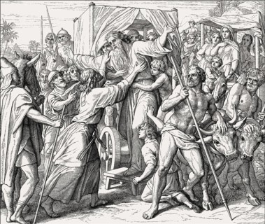 Jacob and Joseph Reunited, Old Testament, by Julius Schnorr von Carolsfeld, 1860