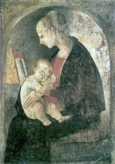 Madonna and Child with Book, painting by Giovanni Santi, 1435, 1494, an Italian painter of the