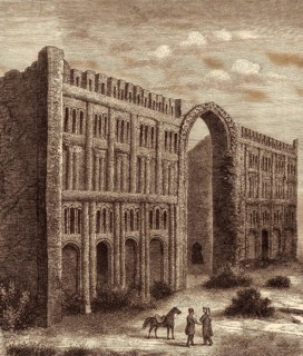 El-Kasr, palace of Babylon, drawing from the 19th century
