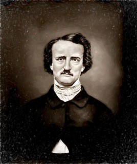 Portrait of Edgar Allan Poe, 1809 – 1849, American writer, digitally edited according to a