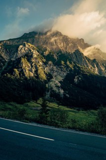 Hahntennjoch pass road in Tyrol in Lechtal, Austria